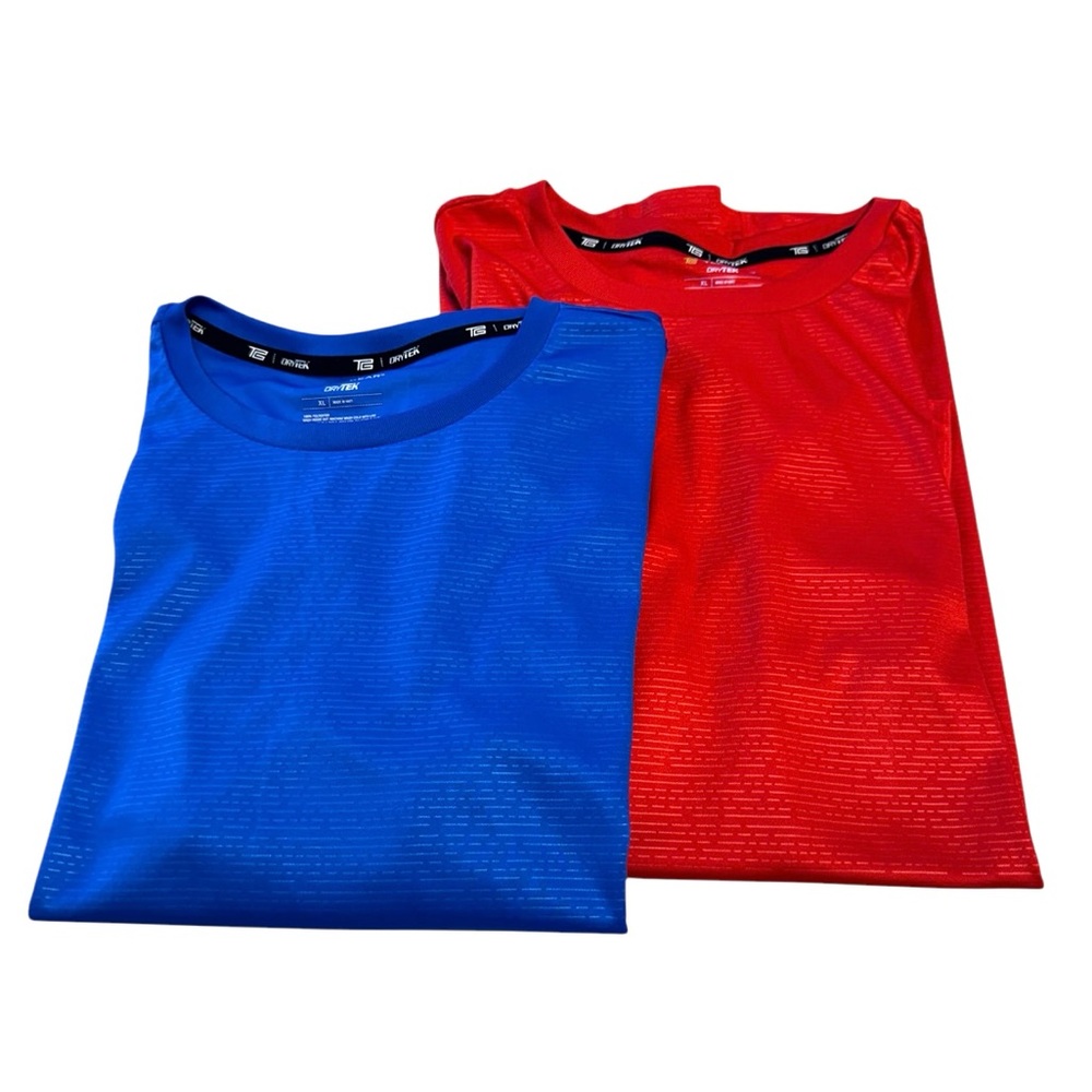 Tek Gear DryTek Men’s Royal Blue & Orange XL Athletic Shirts Set of 2 NWOT